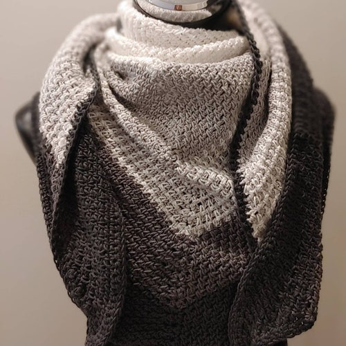 Handmade crochet grey high quality ombre shawl