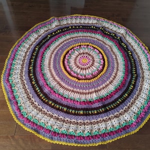 Handmade crochet mandala flower throw blanket afghan