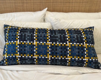 Hermes Scarf Pillow 90cm Bolduc Au Carre Blue Yellow White