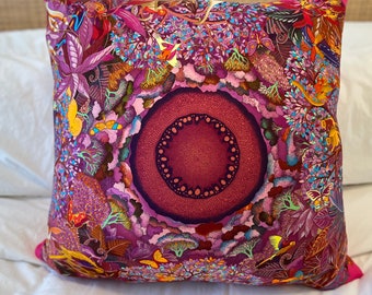 Hermes Scarf Pillow 90cm Au Coeur De La Vie Pink Magenta Purple Brown