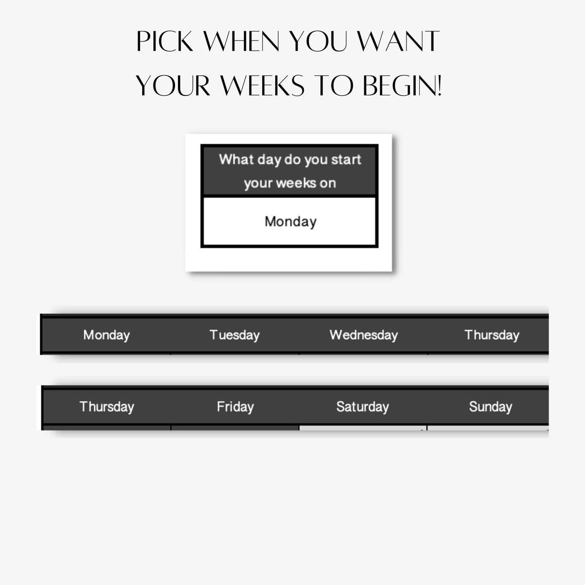 Monthly calendar excel template organization planning etsy