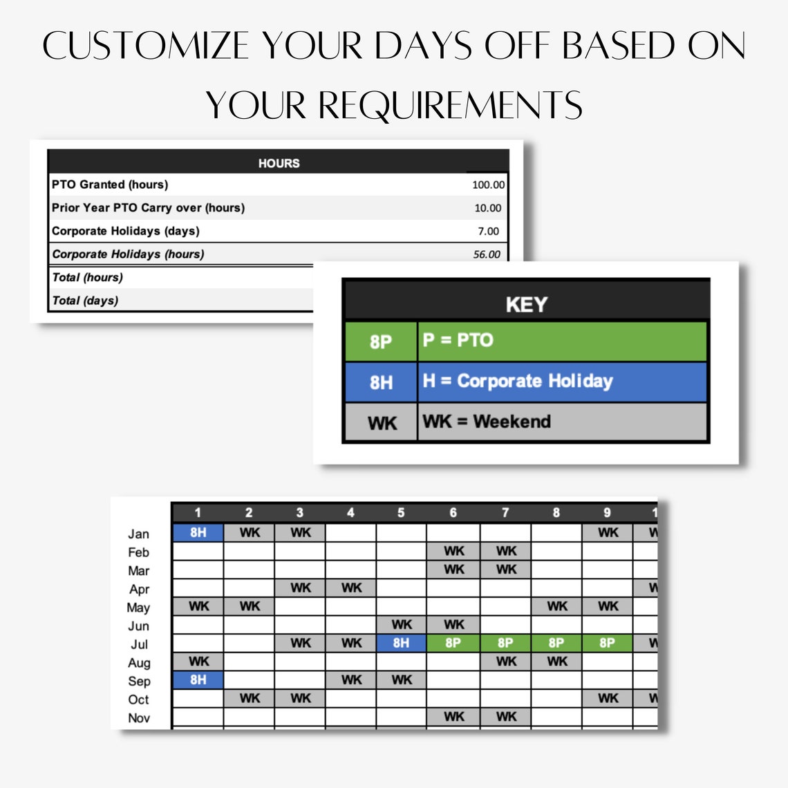 Digital PTO Tracker Excel Template Organization & Planning Work Life
