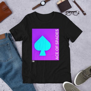 Camiseta roxa Ace of Spades, camiseta preta unissex de manga curta casual estilo diário estampada cartão Ace