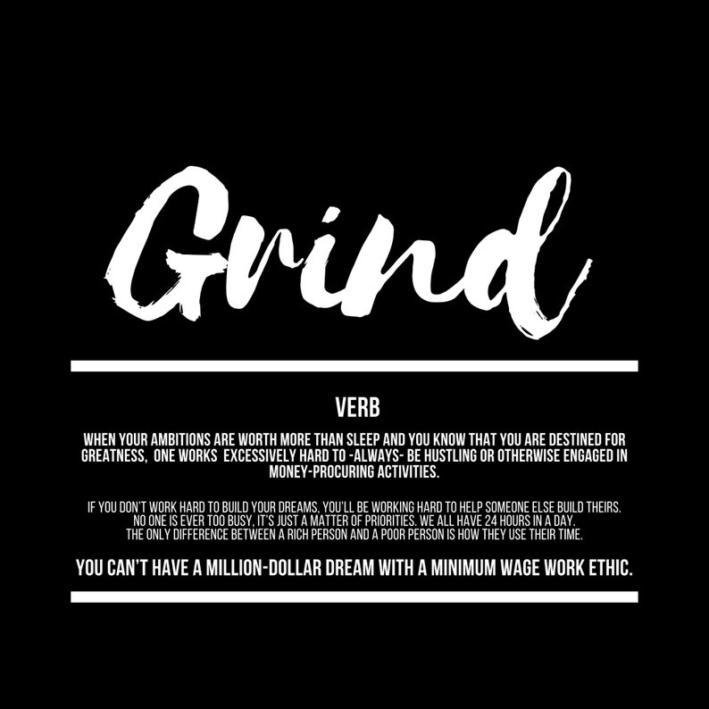 Hustle Grind Execute Entrepreneur Gift Motivational Quotes Print