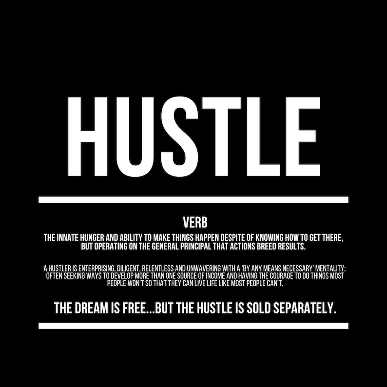 Hustle Grind Execute Entrepreneur Gift Motivational Quotes Print