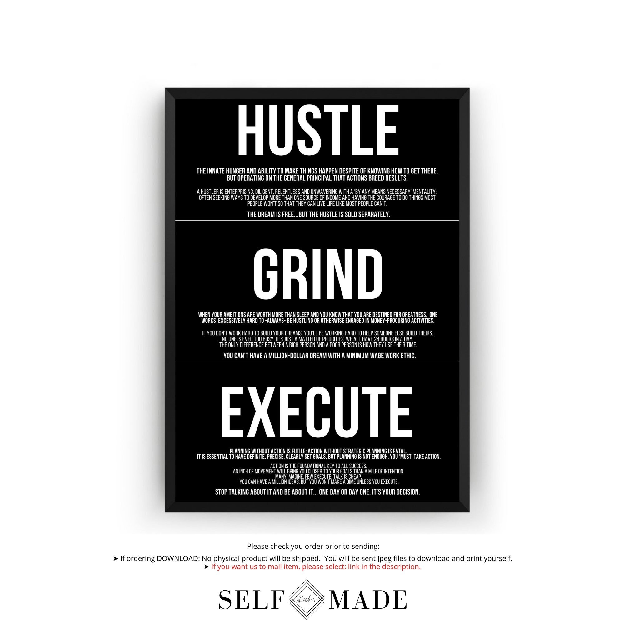 Hustle Hard Quotes Grind Hustle Execute Success Quotes Mindset Etsy