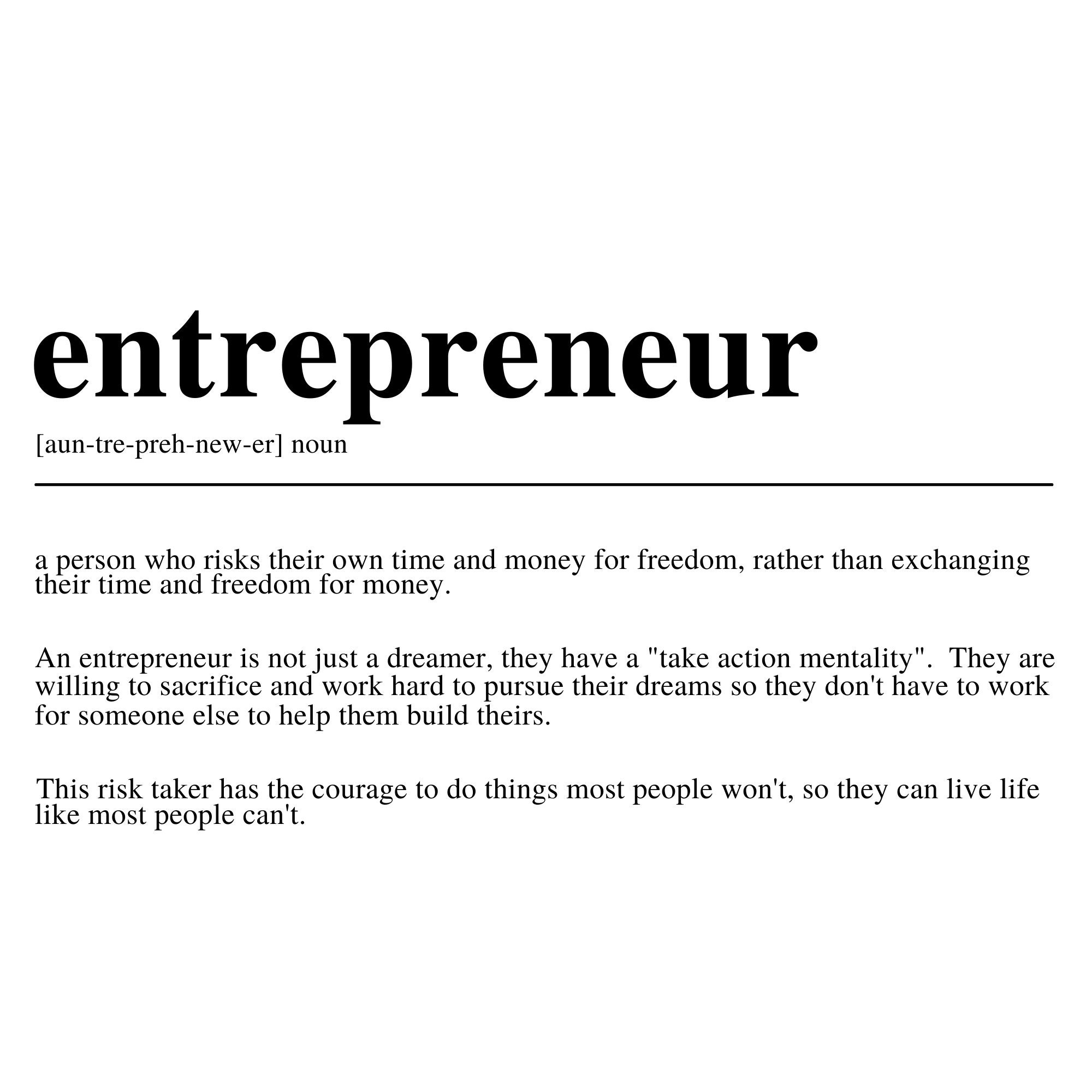 Entrepreneur Definition Print Dictionary Print Entrepreneur Etsy