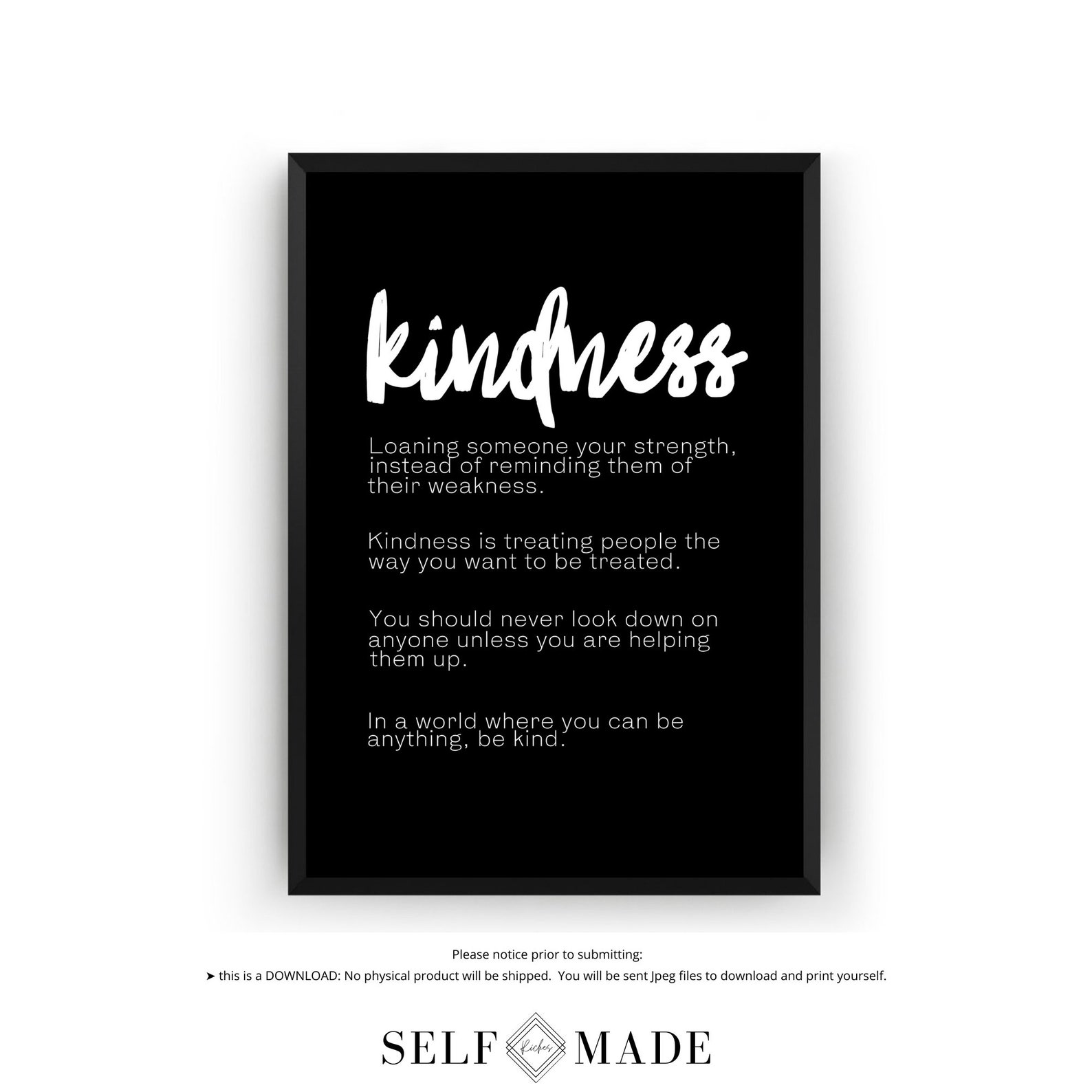 Kindness Definition Printable Wall Art Kindness Poster Etsy