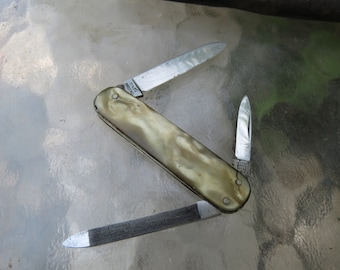 Inox Stainless Steel Celluloid Handle Knife - Manicure Knife - As Found at the Market