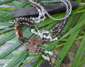 Collar de cuentas de topacio y cristal: bisutería vintage de 99 cm