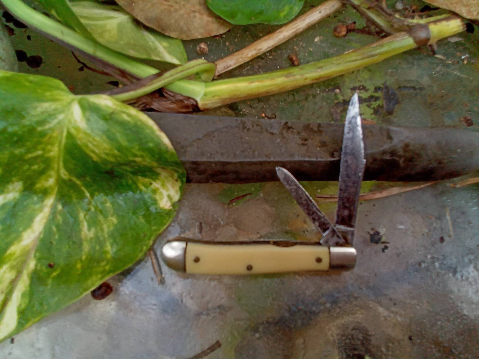 Hammer Brand USA 2 Blade Knife Old Used Knives as Found at the Market