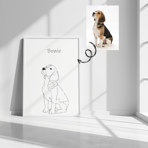 Dessin au trait personnalisé, dessin de contour d'animal de compagnie personnalisé, croquis d'animal de compagnie à partir d'une photo, contour de chien personnalisé, dessin au trait de tatouage, art personnalisé, animal de compagnie minimaliste,