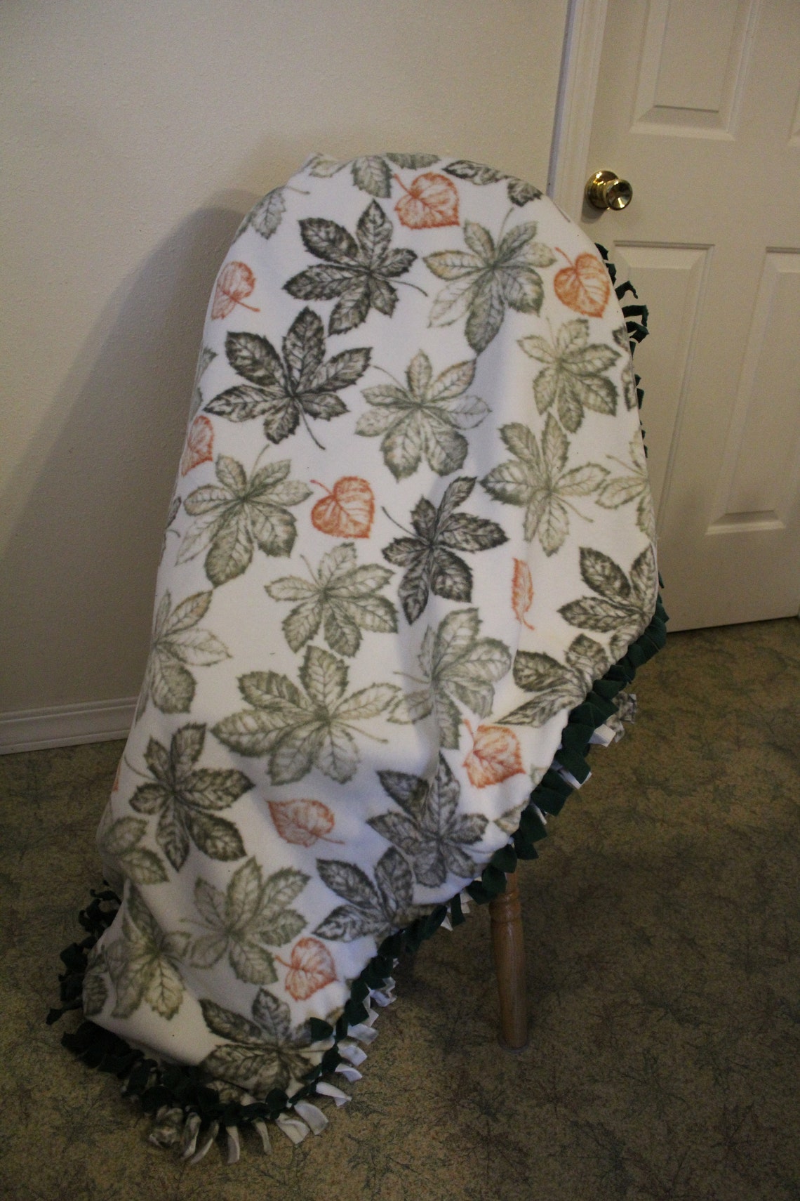 Leaves Fleece Blanket Etsy