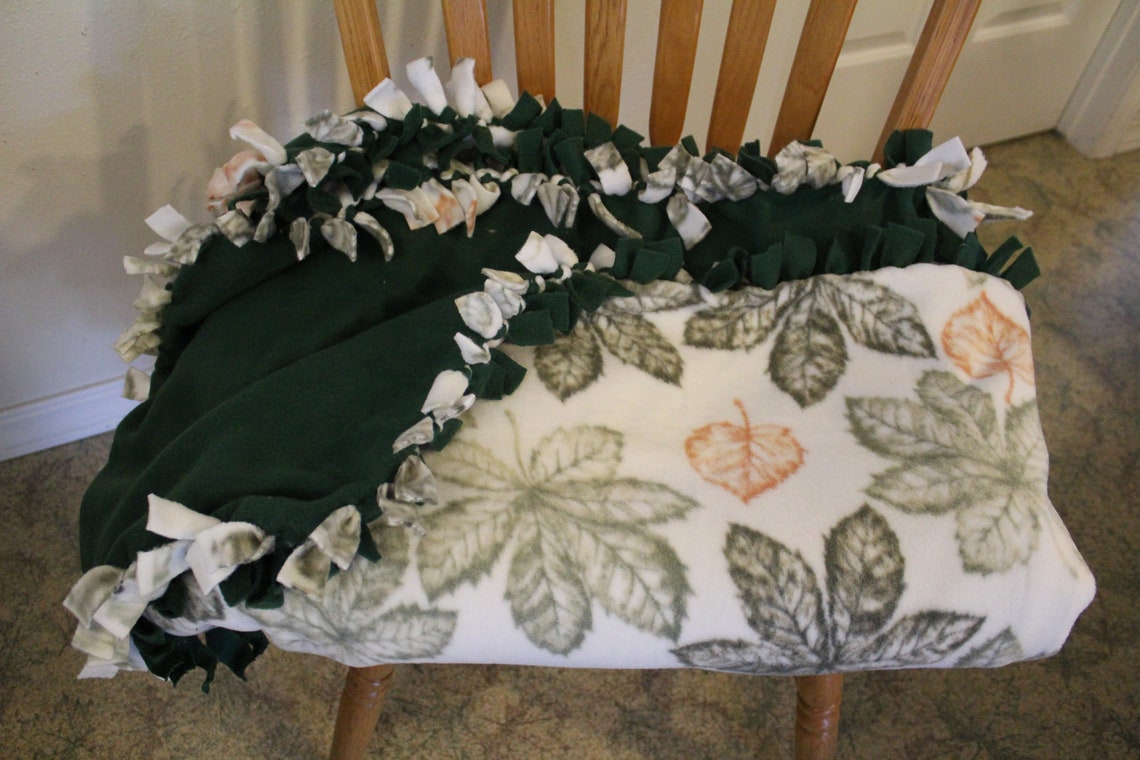Leaves Fleece Blanket Etsy