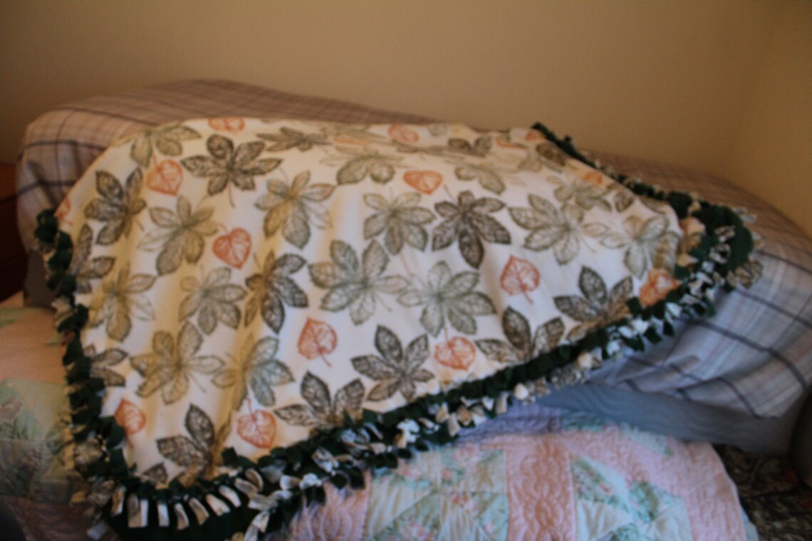 Leaves Fleece Blanket Etsy