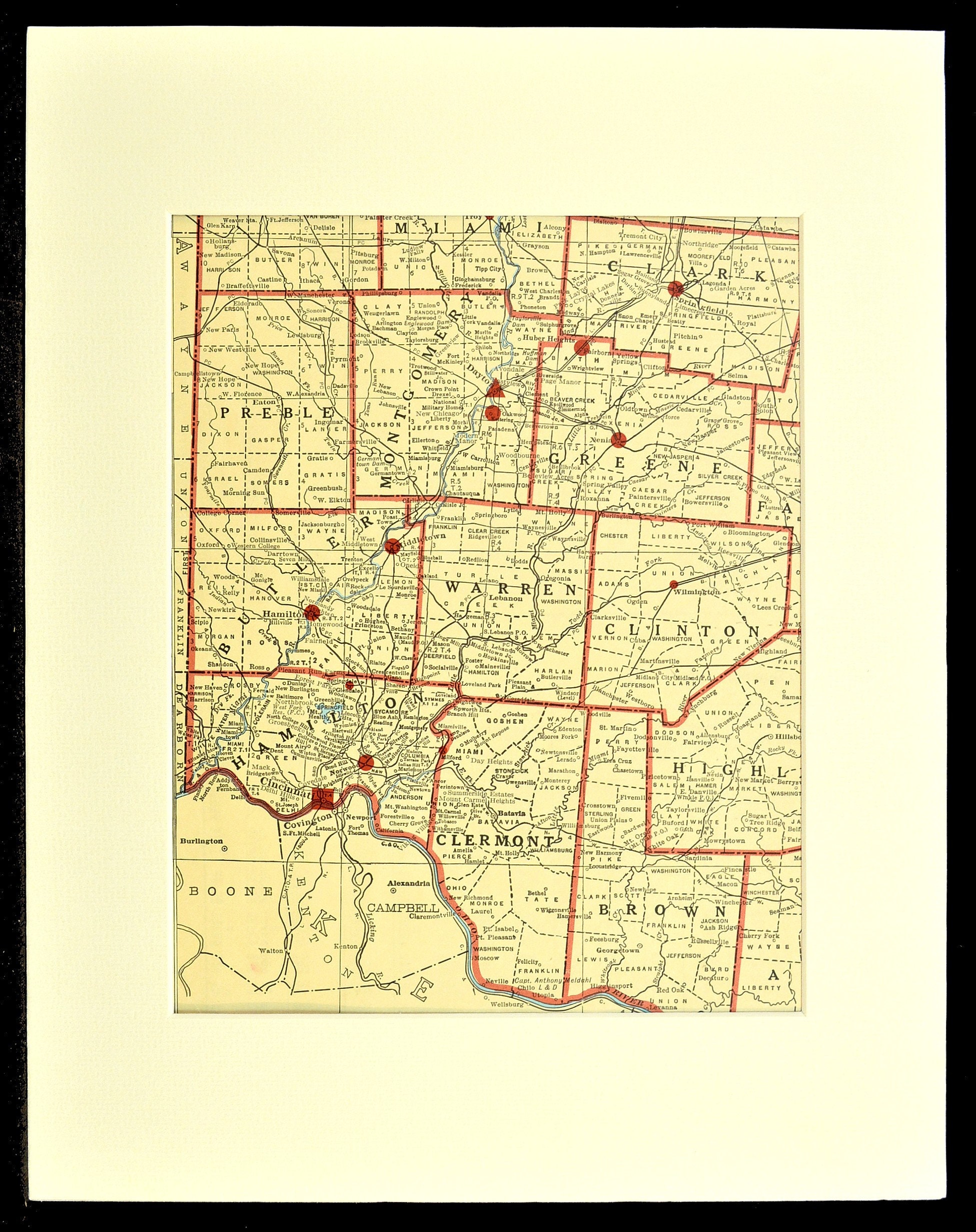 Southwest Ohio Map of Southwestern Ohio Vicinity Area Map Etsy
