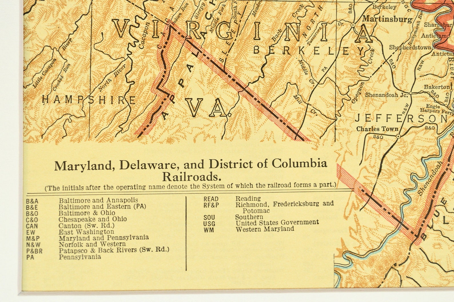 Western Maryland Map of Hagerstown Vicinity Area Map Matted Etsy