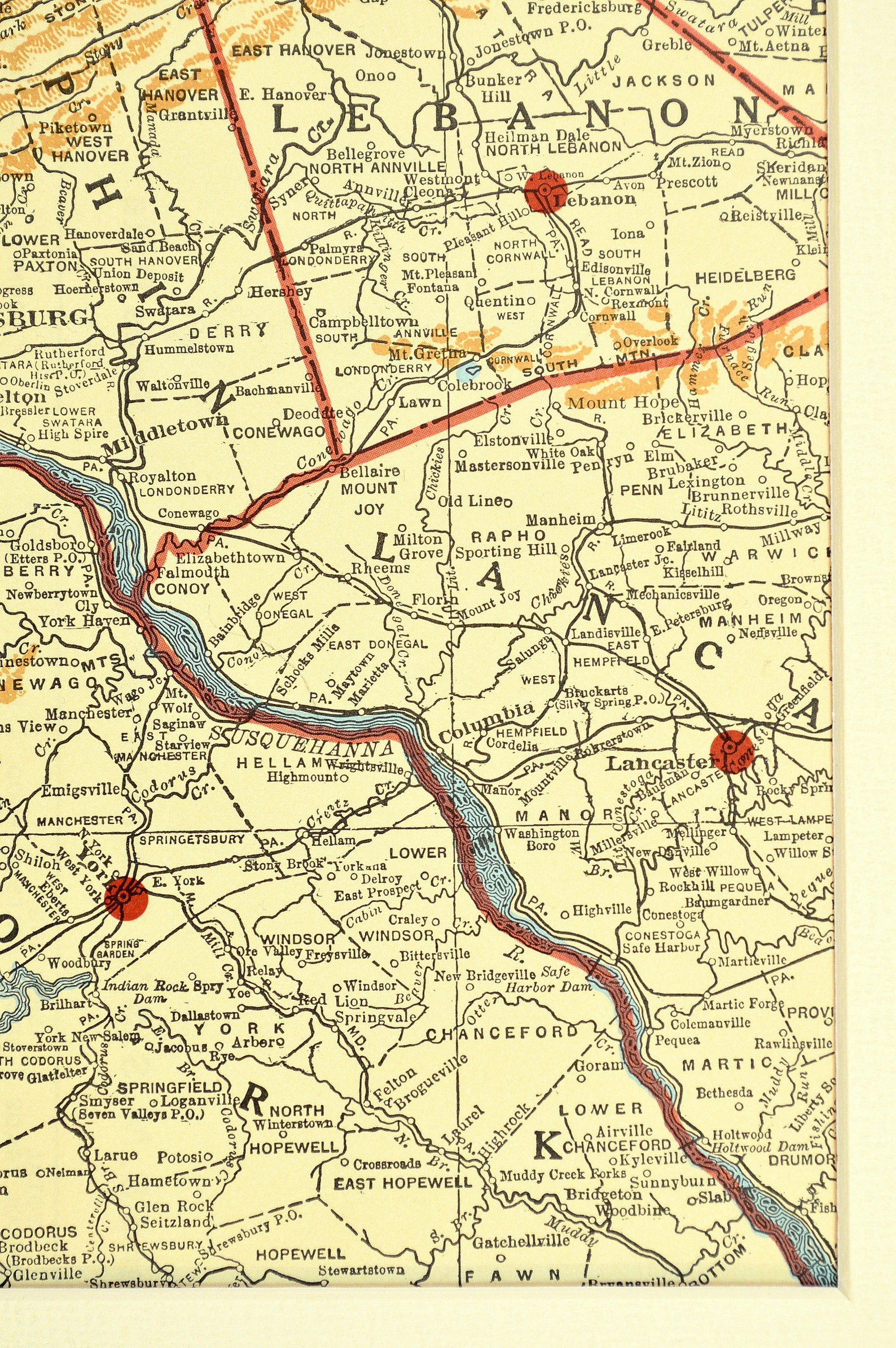 South Central Pennsylvania Map Harrisburg Vicinity Area Map  Etsy