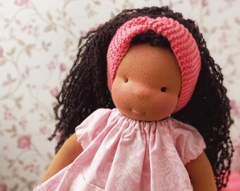 Waldorf Rag Doll with Long Braids 15" (38 cm) Tall, Made by Hand from Natural Fiber, Soft Waldorf Doll, Ready to ship Waldorf Doll