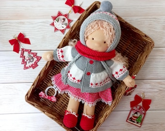 Boneca Waldorf feita à mão, boneca macia e natural com roupas removíveis, boneca bebê única, brinquedo ecológico, 38 cm, cabelo loiro, envio rápido!