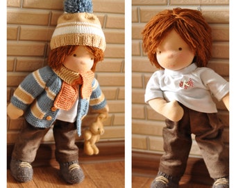 MADE TO ORDER - Handmade Waldorf Boy Doll with Knitted Jumper & Scarf -  Customizable Rag Doll for Kids!