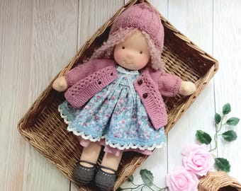 Handmade Waldorf Doll with Clothes Set: Eco-Friendly Toy