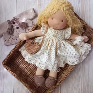 Handmade Waldorf Doll – 38 cm with Removable Clothes, Gold Hair - Adorable Gift Doll - Ready to Ship!