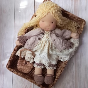 Handmade Waldorf Doll – 38 cm with Removable Clothes, Gold Hair - Adorable Gift Doll - Ready to Ship!