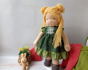 Handmade Waldorf Doll: Eco-Friendly Toy with Removable Clothes, 15 inch (38cm) Tall, Ready to Ship!