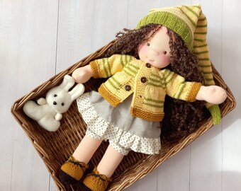 Handmade 15" Fabric Waldorf Doll: Natural, Removable Clothes - Perfect First Birthday Gift!