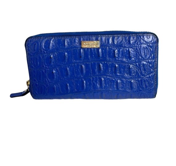 Kate Spade Cobalt Blue New Rialto Place Neda Croc Leather 