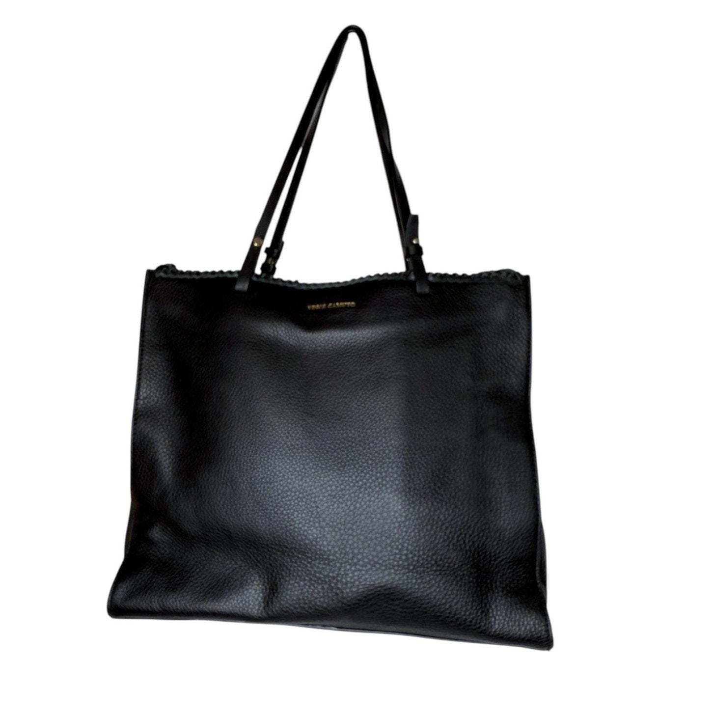 Vince Camuto Black Pebbled Leather Tote Bag