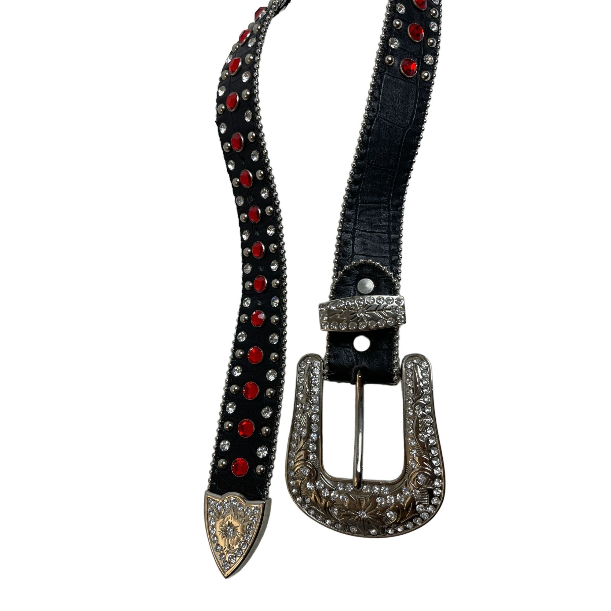 Western Rhinestone Studded Belt Cowgirl Rodeo Pageant Bling Buckle Black Leather Buy Rhinestone Buckle Belt Cowgirl | Black Full Grain  main image 2