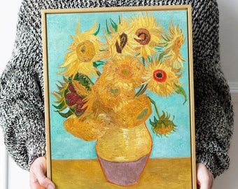 Vincent van Gogh Vase with Twelve Sunflowers Vincent van Gogh Reproduction Art Canvas Print Large Canvas Print Home Decor Painting