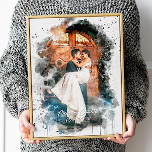 Wedding Anniversary Couple Gift, Custom Couple Portrait on Canvas, Custom Watercolor Painting from Photo, Wedding Portrait, Digital Painting
