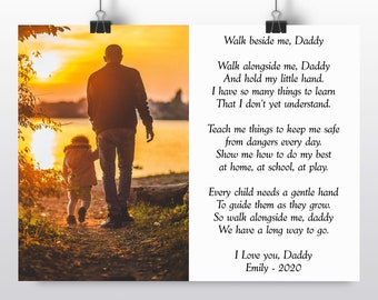 Father's Day gift, Gift from daughter, Father and child photo print, Poem for father, Custom paper print, Picture print, Father photo print