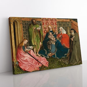 Madonna and Child with Saints in the Enclosed Garden Framed Canvas Print or Poster made to order