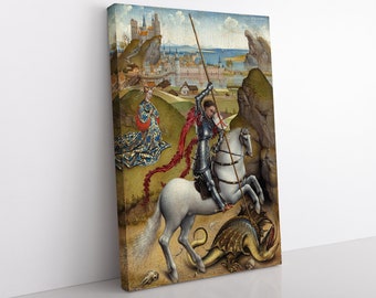 Saint George and the Dragon Large Canvas Print or Paper Poster, Home Decor, Bedroom Decor, Living Room Decor