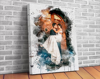 Custom Watercolor Portrait from Photo, Wedding Anniversary Gift