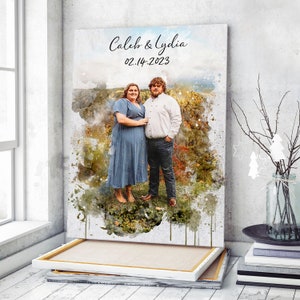 Custom watercolor portrait from photo, Personalized watercolor portrait, anniversary, engagement gift, Digital Painting From Photo Print