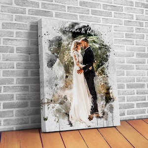 Painting From Photo, Wedding illustration, Custom water color wedding portrait, Watercolor Couple Portrait, Wedding Gift , Anniversary Gift