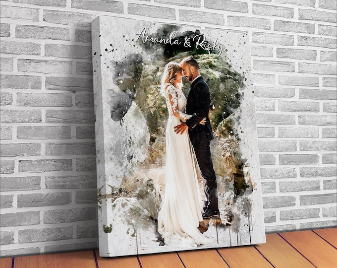 Painting From Photo, Wedding illustration, Custom water color wedding portrait, Watercolor Couple Portrait, Wedding Gift , Anniversary Gift