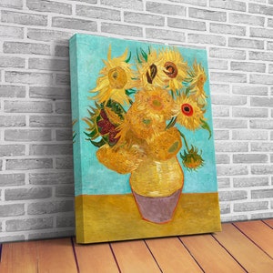 Vase with Twelve Sunflowers by Vincent van Gogh&#39;s Vincent van Gogh Reproduction Art Canvas Print Large Wall Painting Framed Canvas