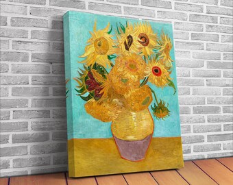 Vase with Twelve Sunflowers by Vincent van Gogh's Vincent van Gogh Reproduction Art Canvas Print Large Wall Painting Framed Canvas