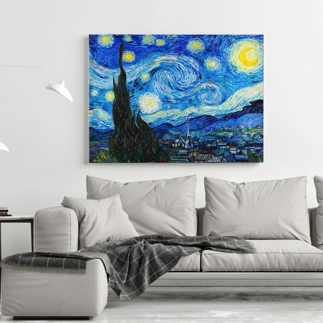 The Starry Night by Vincent Van Gogh Art Reproduction, Large Canvas ...