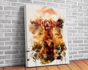 Custom Watercolor Pet Portrait - Poster or Canvas - Digital Painting from Photo