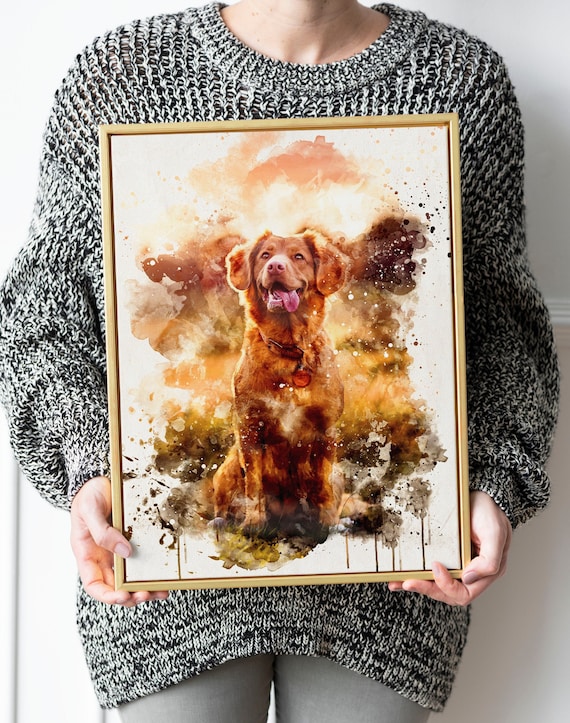 Custom Watercolor Dog Portrait, Portrait From Photo, Watercolor Digital Art, Painting from Photo, Pet Picture, Dog Room Decor, Pet Owner Art