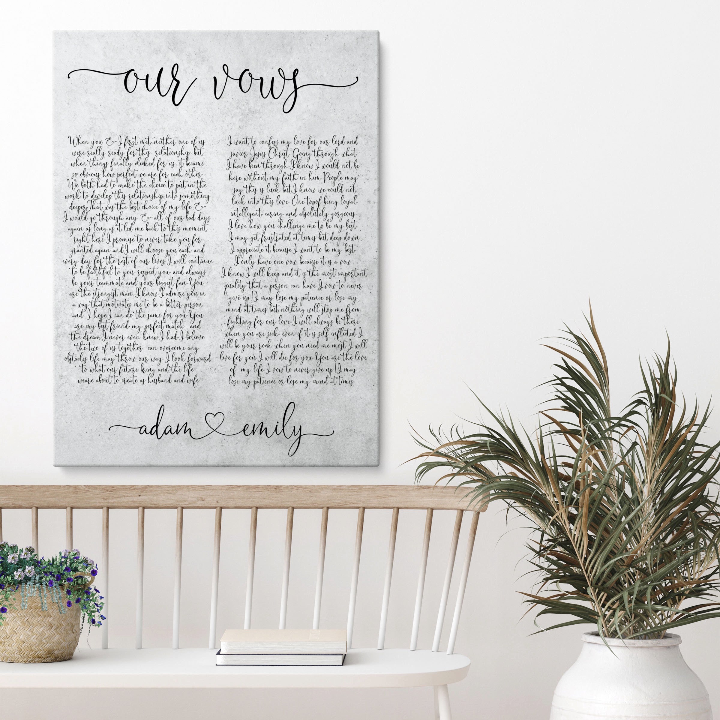 Custom Wedding Vows Canvas Wedding Vows Framed Bedroom Above Etsy