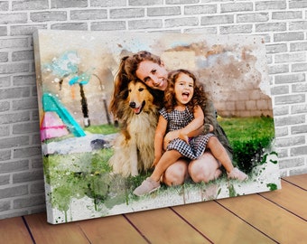 Mothers Day Gift, Mother gift from daughter, Watercolor Portrait from Photo, Digital Watercolor, Paper Poster, Canvas Portrait Wall Decor