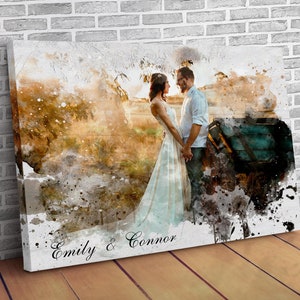 Custom Watercolor Painting on Canvas, Personalized Gift, Wedding Gift, Portrait from photo, Anniversary Gift, Photo Gifts, Digital Painting